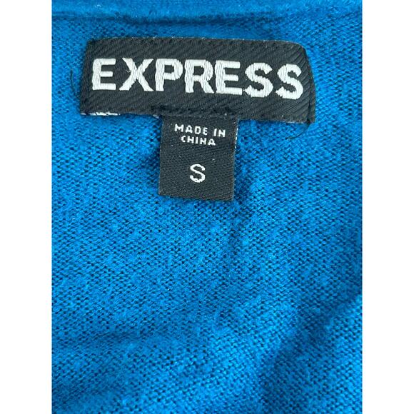 Express Women's Small Turquoise Cardigan Sweater GUC Crystal Buttons - Picture 3 of 3